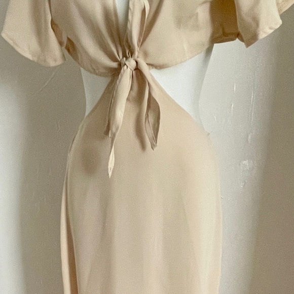 Chic Boho Ivory Crepe Cutout Tie-Front DRESS Size Small - Picture 10 of 15